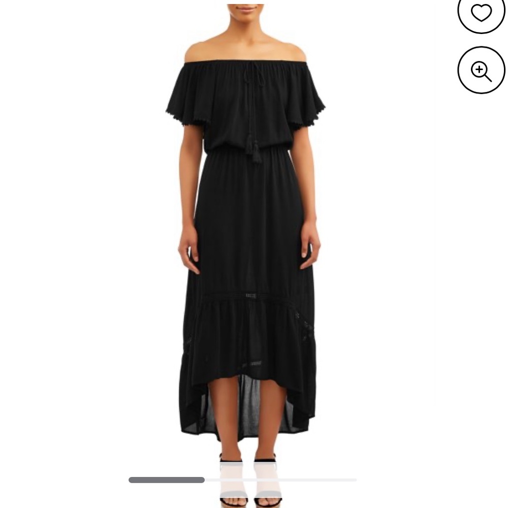 Time and Tru Maxi Dress High Low Peasant black XXL plus size 20